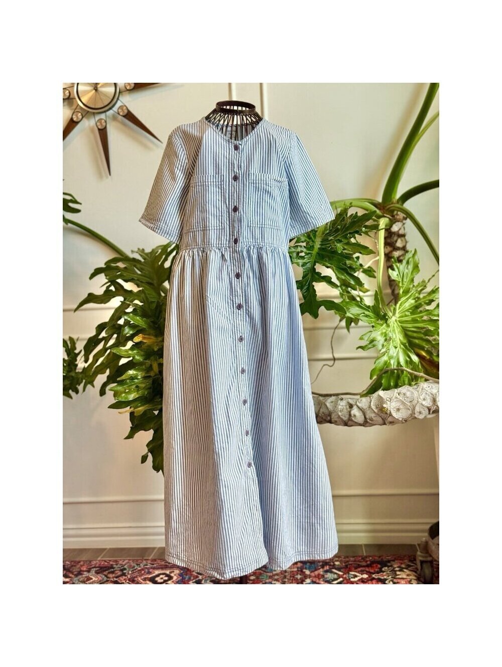 Vintage Jasmine Rose Stripped blue And white dress | medium